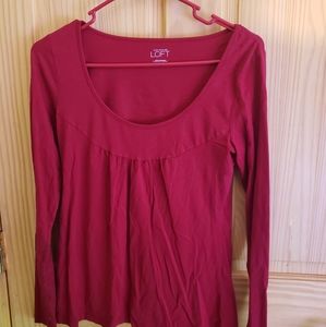 Ann Taylor Loft Red Long Sleeve Shirt